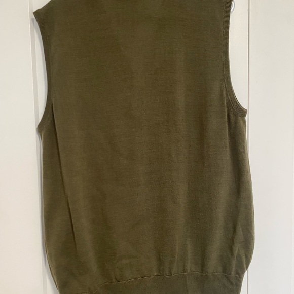 V Uomo Army Green Button Up Sleeveless Wool Blend Knit Vest Size Men's Large - Picture 4 of 6